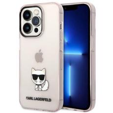UTGATT1 - Karl Lagerfeld iPhone 14 Pro Skal Transparent Choupette Body - Rosa