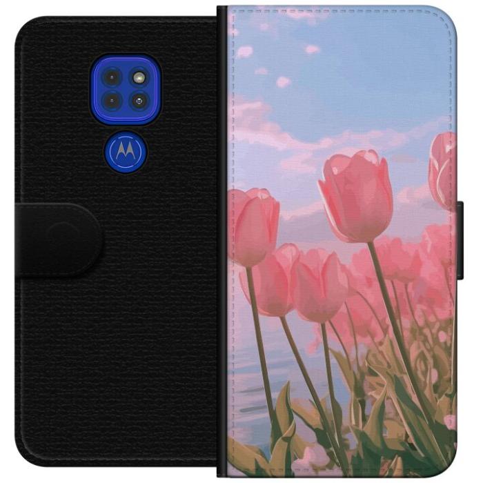 iSecrets - Plånboksfodral till Motorola Moto G9 Play med Rosa Tulpaner
