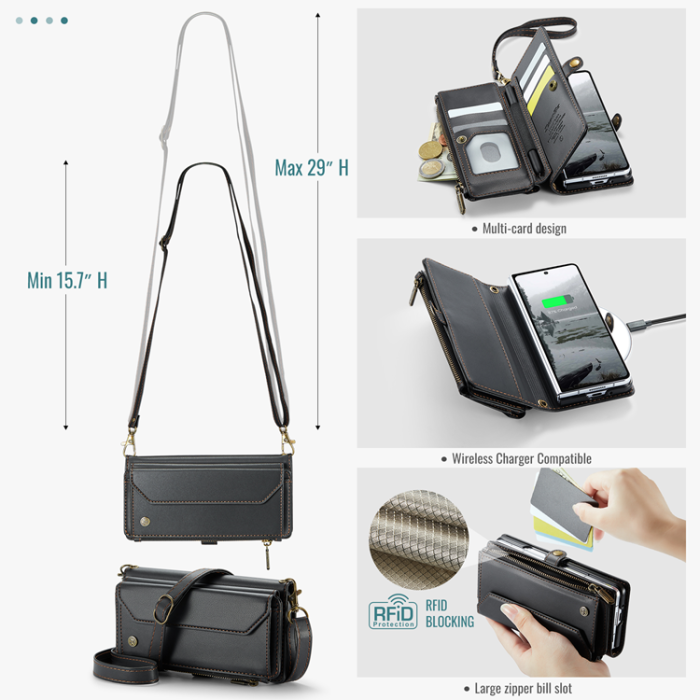 Caseme - CASEME Galaxy Z Fold 7 Plånboksfodral Med Remmar - Svart