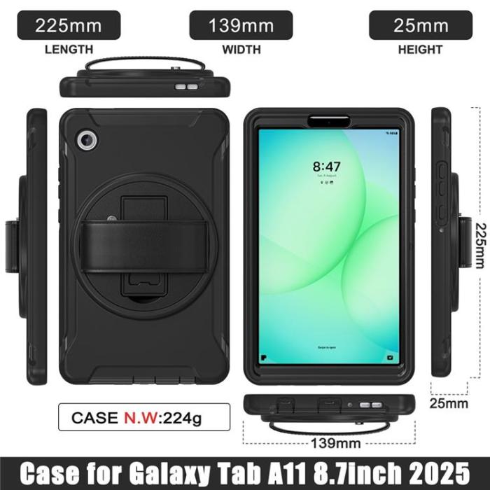 A-One Brand - Galaxy Tab A11 Skal Rotary Kickstand med Handrem