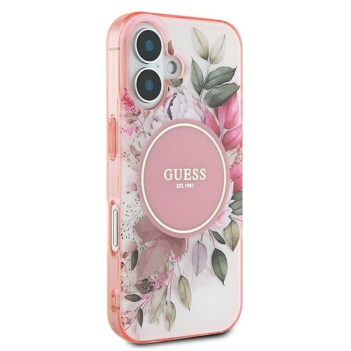 Guess - Guess iPhone 16 Plus Mobilskal MagSafe IML Flower & Tonal Circle