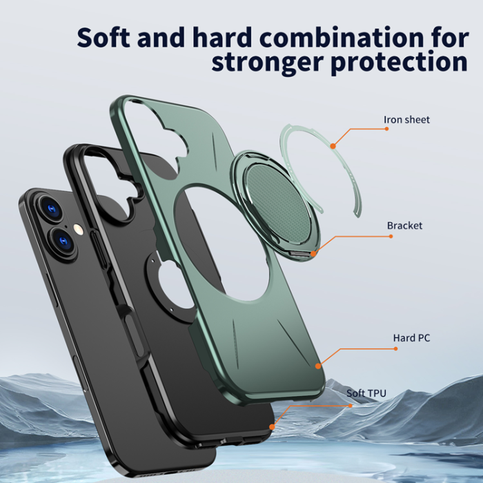 A-One Brand - iPhone 16 Plus Mobilskal MagSafe Rotating Kickstand TPU + PC