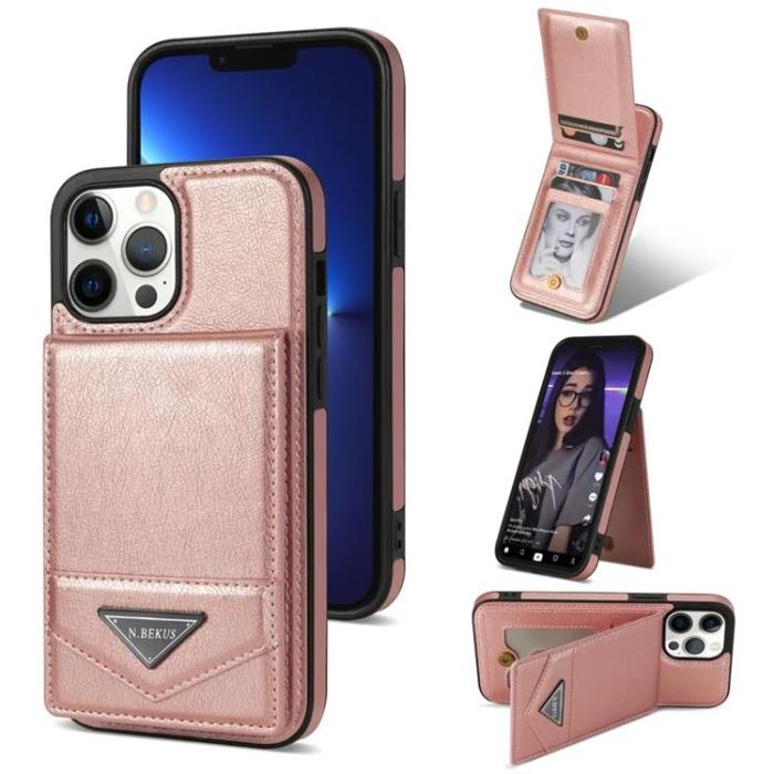 N.BEKUS - N.BEKUS iPhone 15 Pro Max Mobilskal Korthållare - Rosa