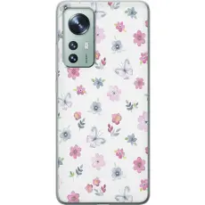 Gustaf - Mobilskal till Xiaomi 12 med Blommor och fj&auml;rillar