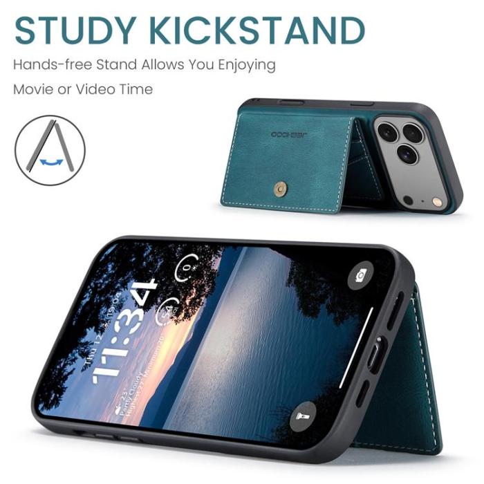 OEM - JEEHOOD iPhone 17 Pro Mobilskal KonstLäder + Plast Avtagbar - Blå