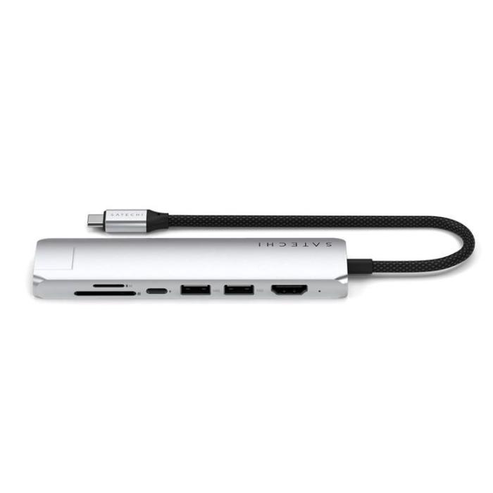 Satechi - Satechi 7-i-1 HUBB USB-C Slim Multiport Adapter med Ethernet - Silver