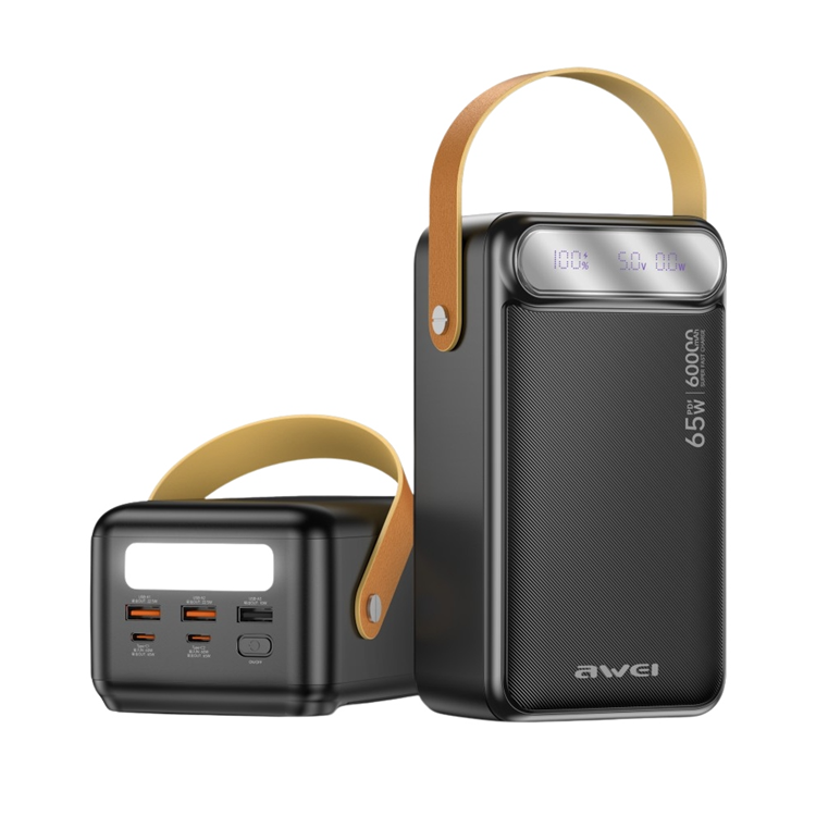 Awei Powerbank 60000mAh 65W 2xUSB-C 2xUSB-A PA-82 - Svart