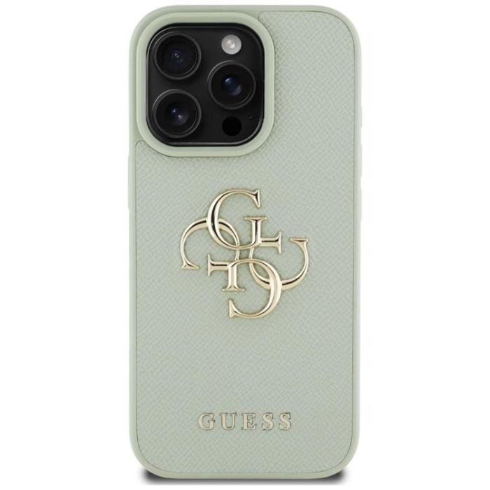 Guess - Guess iPhone 16 Pro Mobilskal Grained Big 4G Small Classic Logo - Grön