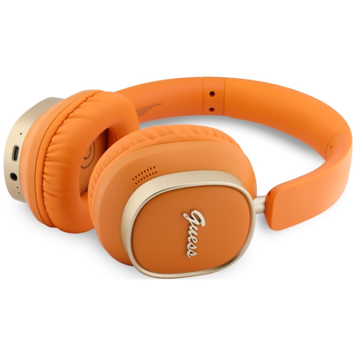 Guess - Guess On-Ear Hörlurar Bluetooth ENC Rectangle Metal Script - Orange