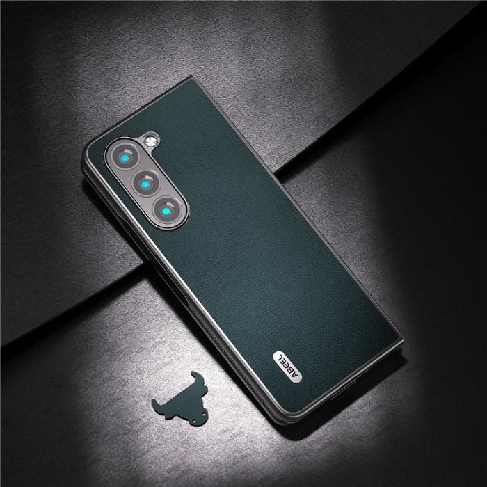ABEEL - ABEEL Galaxy Z Fold 5 Mobilskal Äkta Cow Läder - Grön