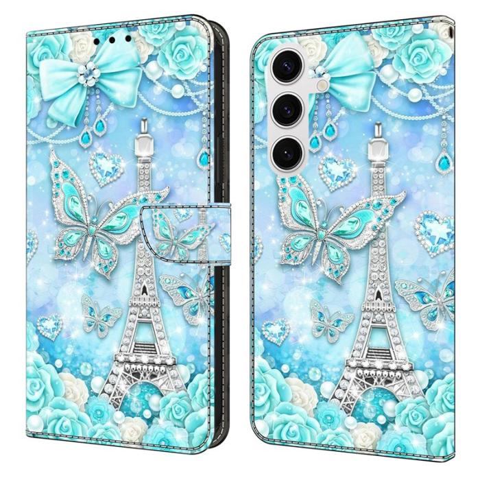 OEM - Samsung Galaxy S26 Fodral Mönstertryck Ställ Läder Flip - Blå