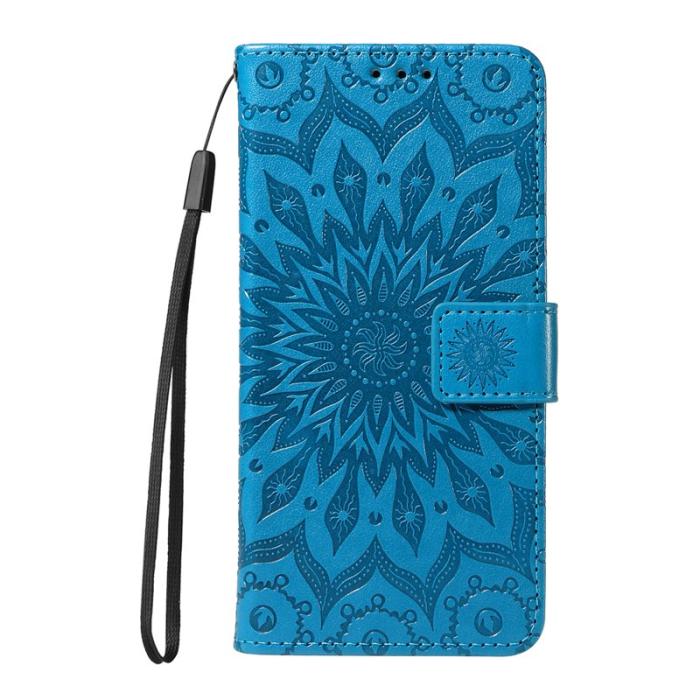 OEM - Samsung Galaxy S26 Plus Plånboksfodral Konstläder Solrostryck - Blå
