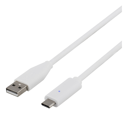 DELTACO USB 2.0 kabel, USB-A till USB-C ha, 0,25m, vit | 3541 | AlltMobil