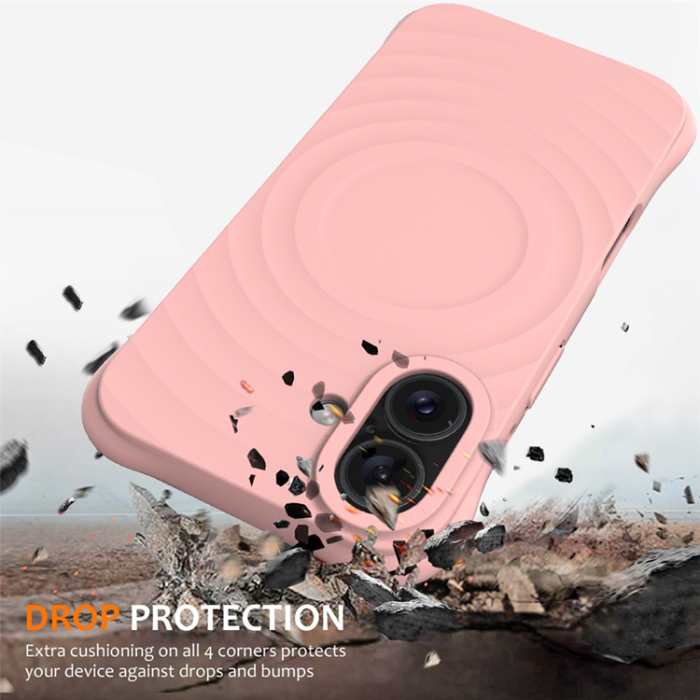 A-One Brand - iPhone 17 Mobilskal MagSafe Silikon Ripple Liquid - Rosa