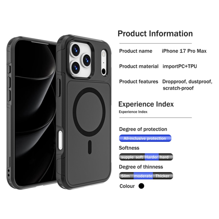 A-One Brand - iPhone 17 Pro Max Mobilskal MagSafe PC + TPU Anti-drop - Svart