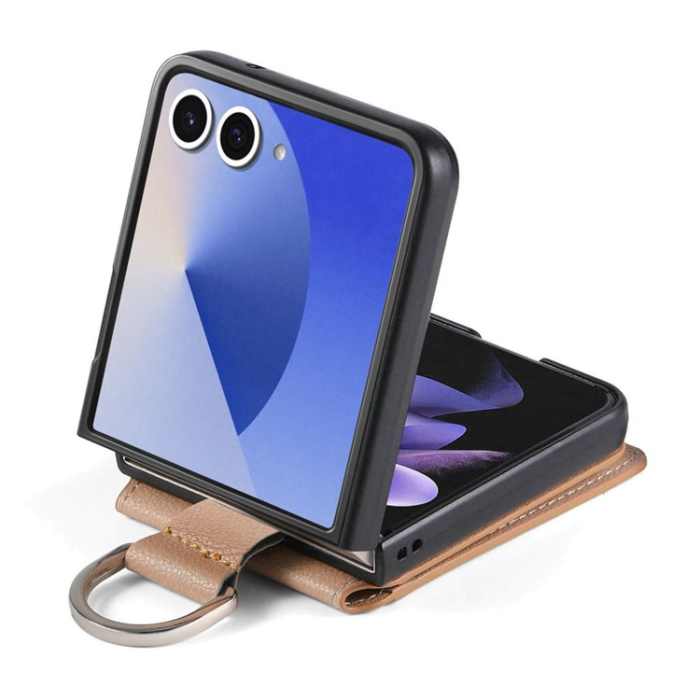 A-One Brand - Galaxy Z Flip 7 Mobilskal Korthållare Kickstand - Beige