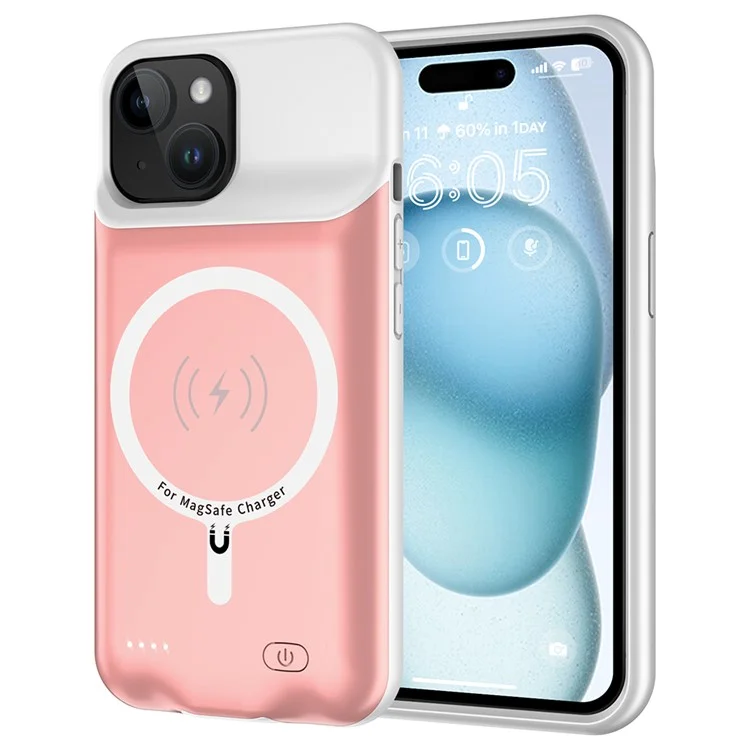 iPhone 15 Batteriskal Magsafe 7000mAh - Rosa | 2353 | AlltMobil