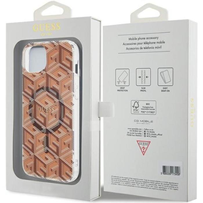 Guess - Guess iPhone 15/14/13 Mobilskal Magsafe IML GCube - Brun