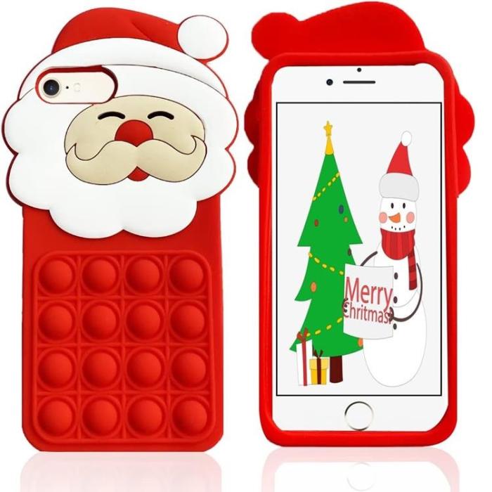 OEM - iPhone X/XS Mobilskal Silikon Santa Claus Pop It - Röd