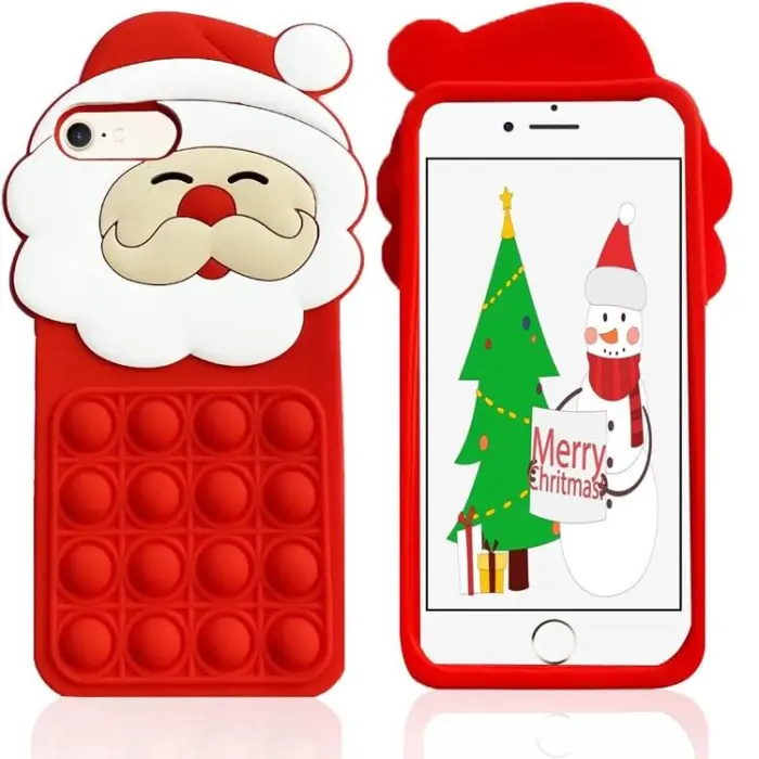OEM - iPhone 7/8 Plus Mobilskal Silikon Santa Claus Pop It - Röd