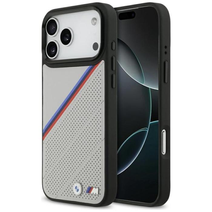 BMW - BMW iPhone 17 Pro Max Mobilskal MagSafe M Tricolor Metal Logo - Grå