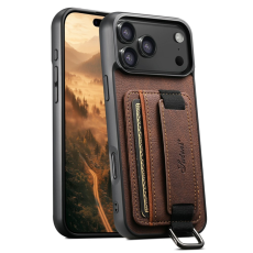 SUTENI - SUTENI iPhone 17 Pro Max Mobilskal Korthållare Litchi Läder