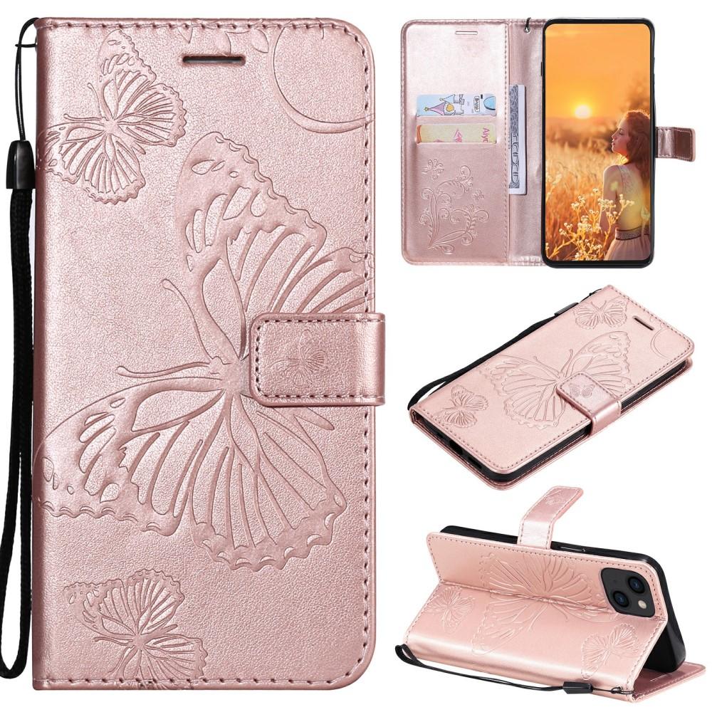 Fjärilar Plånboksfodral iPhone 13 Mini - Rose Gold | 2353 | AlltMobil