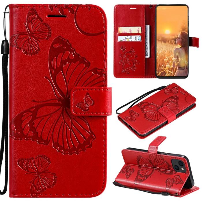 OEM - Fjärilar Plånboksfodral iPhone 13 Mini - Röd