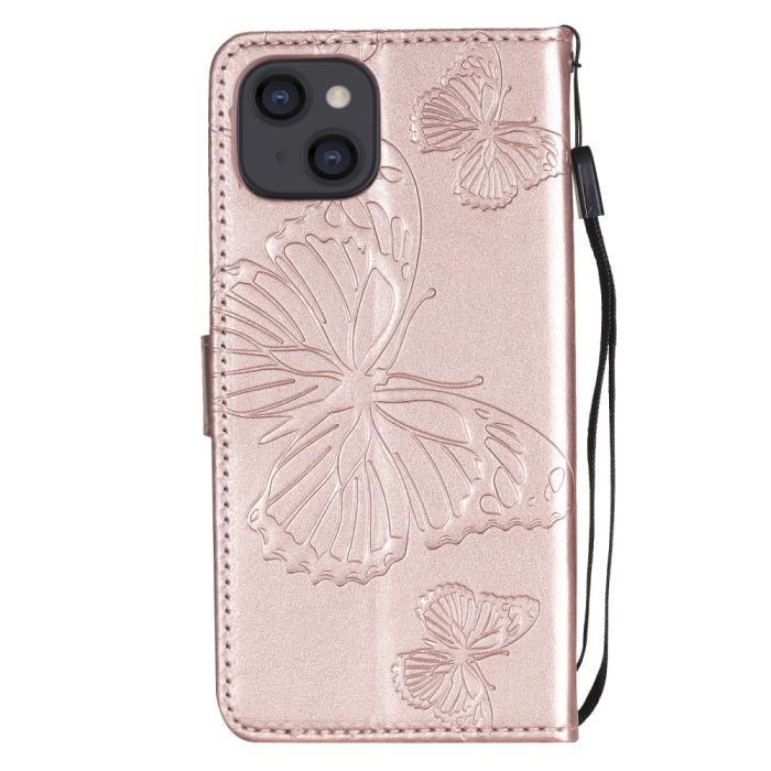 OEM - Fjärilar Plånboksfodral iPhone 13 Mini - Rose Gold
