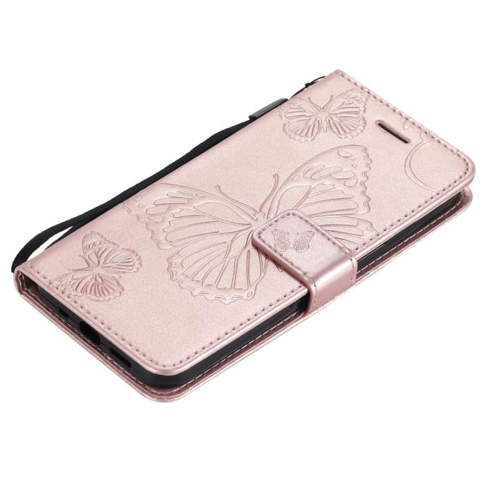 OEM - Fjärilar Plånboksfodral iPhone 13 Mini - Rose Gold