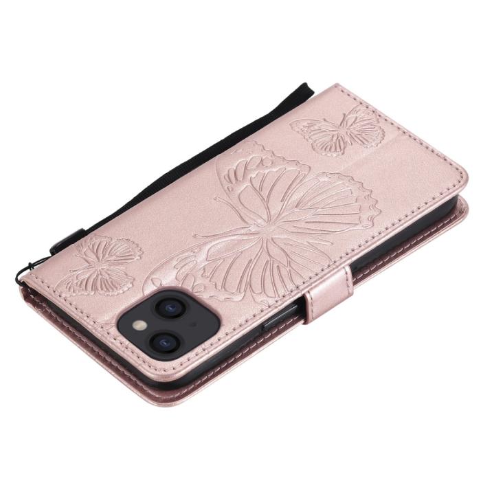OEM - Fjärilar Plånboksfodral iPhone 13 Mini - Rose Gold
