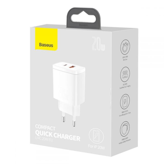 BASEUS - Baseus 2-Port Network Charger 20w - Vit