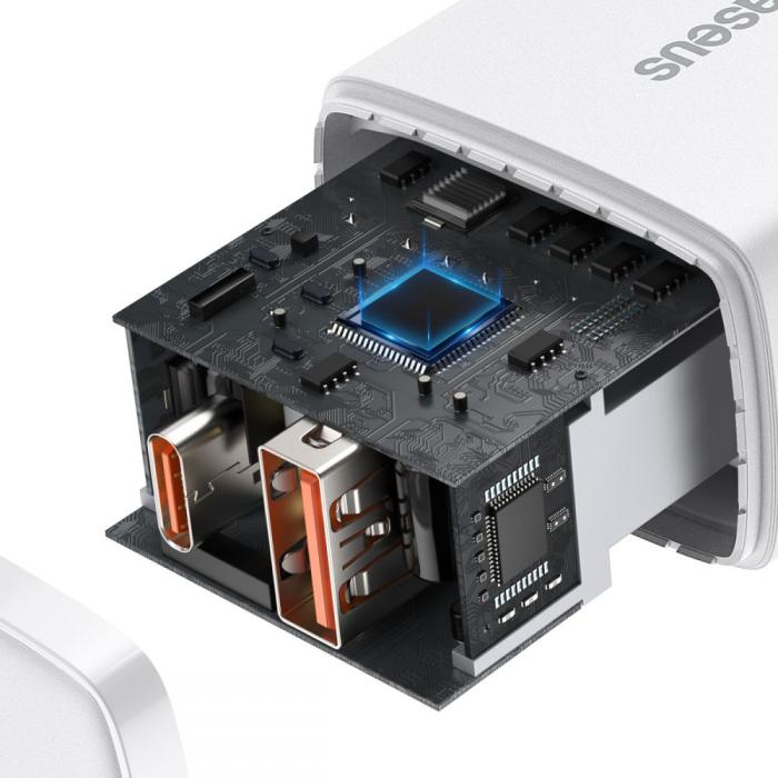 BASEUS - Baseus 2-Port Network Charger 20w - Vit