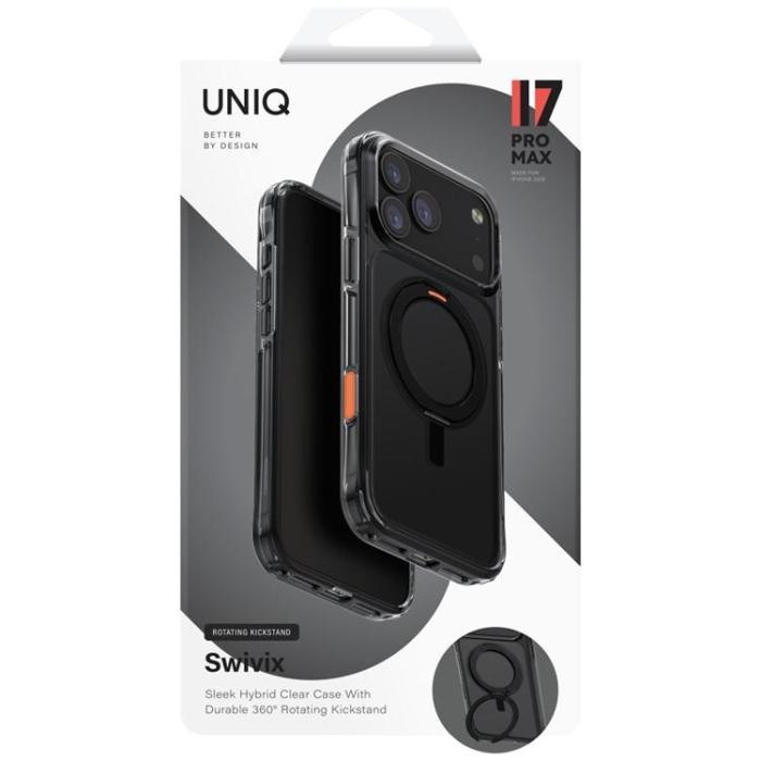 UNIQ - UNIQ iPhone 17 Pro Max Mobilskal Swivix 360 Rotating Kickstand - Svart