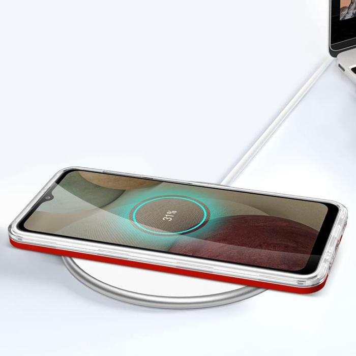 OEM - Galaxy A12 5G Skal Clear 3in1 - Röd