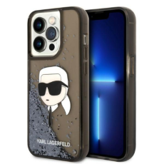 KARL LAGERFELD - Karl Lagerfeld iPhone 14 Pro Skal Liquid Glitter Head - Svart