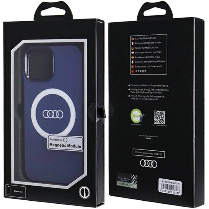 Audi - Audi iPhone 15/14/13 Mobilskal Magsafe IML Big Logo - Blå