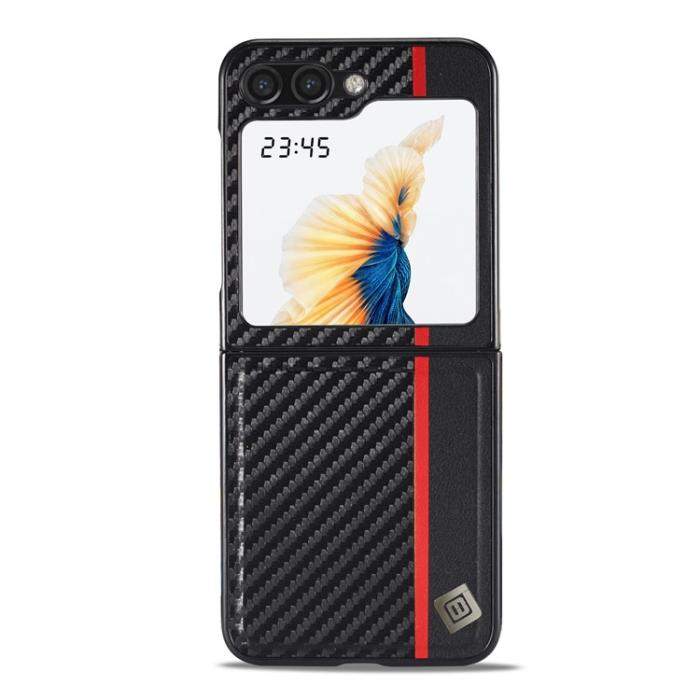 LC.imeeke - LC.IMEEKE Galaxy Z Flip 5 Mobilskal Carbon Fiber - Svart