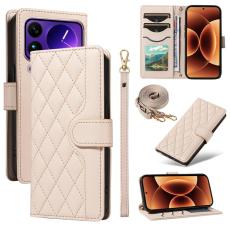 A-One Brand - Xiaomi 17 Pro Max Plånboksfodral Rhombus Läder Med Rem - Apricot