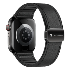 Forcell - Forcell Apple Watch (38/40/41) Armband Läder - Svart
