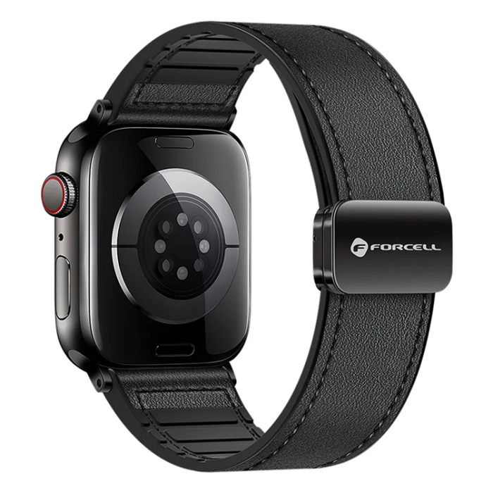Forcell - Forcell Apple Watch (38/40/41) Armband Läder - Svart
