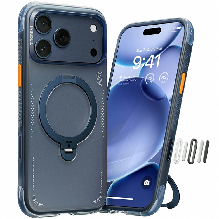 TORRAS Mobilskal till iPhone 17 Pro Max MagSafe Ostand Q3 Air - Blå | 2353 | AlltMobil