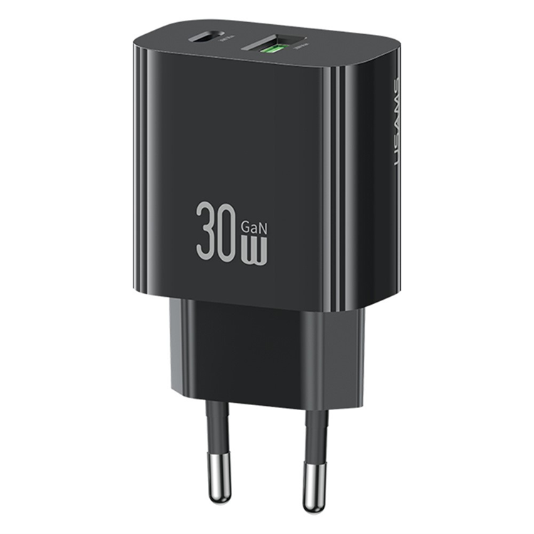 USAMS Snabbladdare 30W USB-A - USB-C EU CC316 T65 - Svart | 505295 | AlltMobil