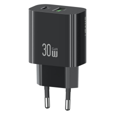 USAMS - USAMS Snabbladdare 30W USB-A - USB-C EU CC316 T65 - Svart
