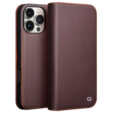 QIALINO - Qialino iPhone 16 Pro Max Plånboksfodral Äkta läder - Brun