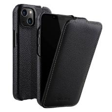 Melkco - MELKCO iPhone 14 Plus Litchi Textur Vertikalt Flipfodral &Auml;kta L&auml;der Svart