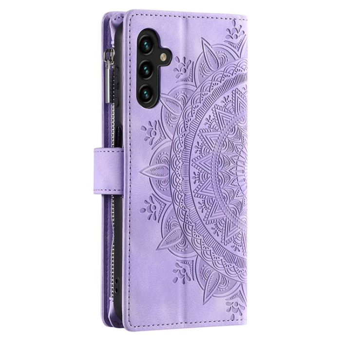 A-One Brand - Galaxy A34 5G Plånboksfodral Mandala Flower Imprinted - Lila