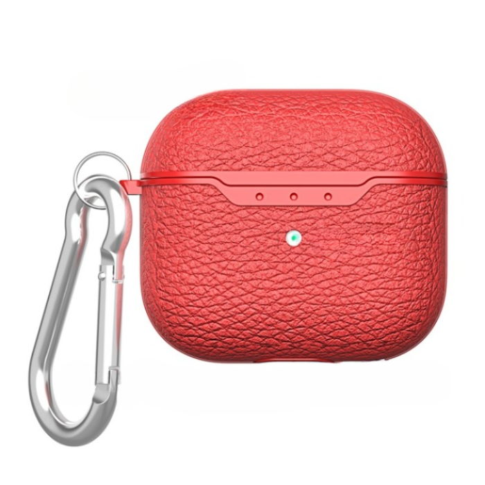 OEM - Airpods 3 Skal Litchi Texture - Röd