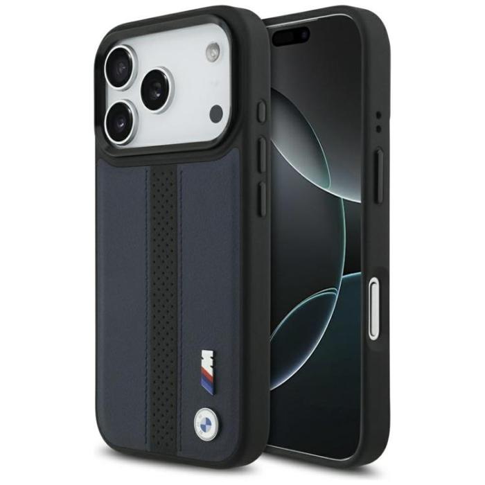 BMW - BMW iPhone 17 Pro Mobilskal MagSafe M Perforated Stripe Logo - Marinblå