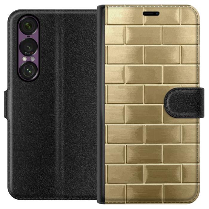 iSecrets - Plånboksfodral till Sony Xperia 1 VII med Gyllene Murstenar